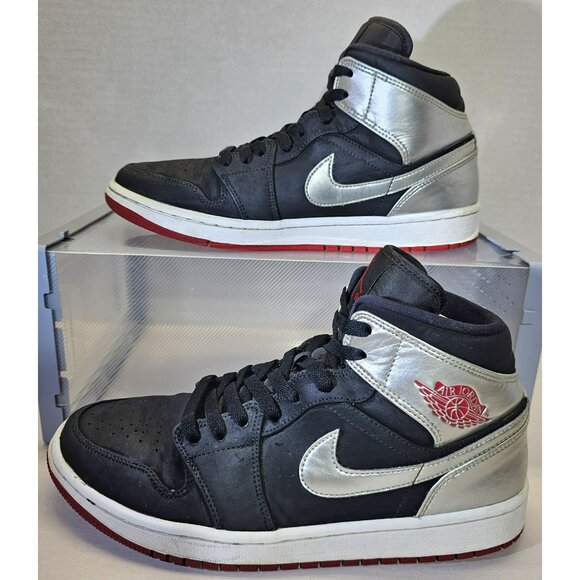 Nike Air Jordan Men's 1 Mid "Johnny Kilroy" Black/ Red/Silver/White Sneakers - Picture 1 of 16